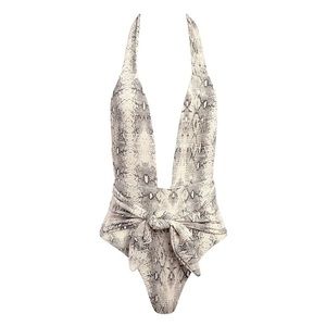 Snake Rib Tropez Tie-Up One-Piece